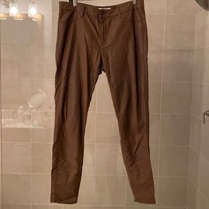 COOKIE JOHNSON Peg-leg FAUX Leather Coco Brown Jeans